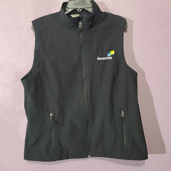 Port Authority Jackets & Blazers - Port Authority Womens Black Semi Fitted Soft Shell Logo Vest Size XXL Fits XL